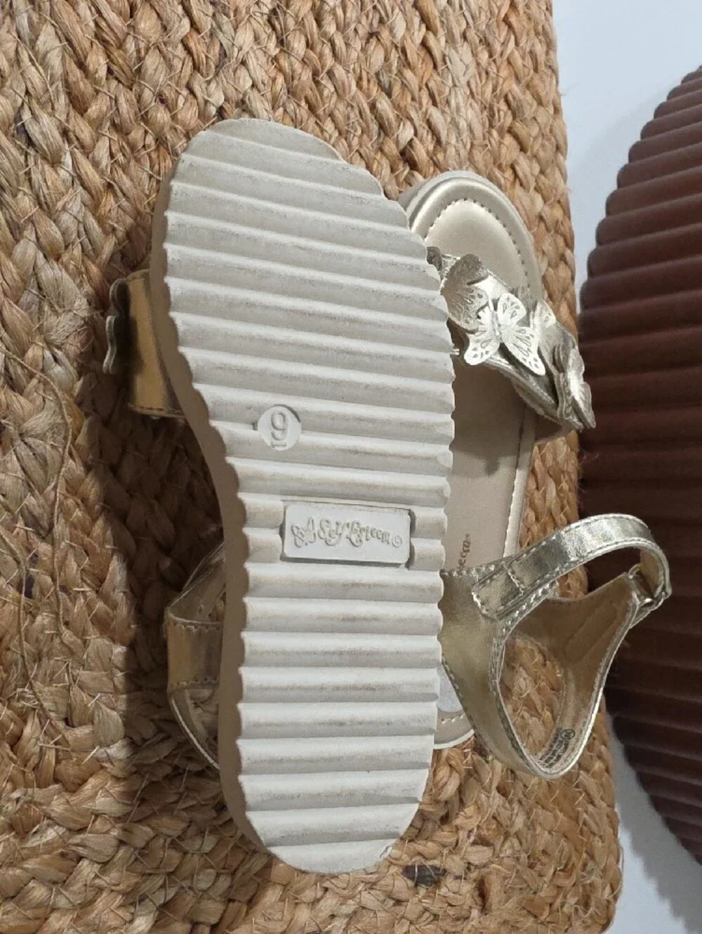 Girls' Gold Butterfly Strap Sandals - Kids Shoes